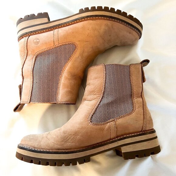 Timberland WOMEN'S COURMAYEUR VALLEY CHELSEA BOOTS taupe nubuck 10 ankle pull on - Picture 6 of 10